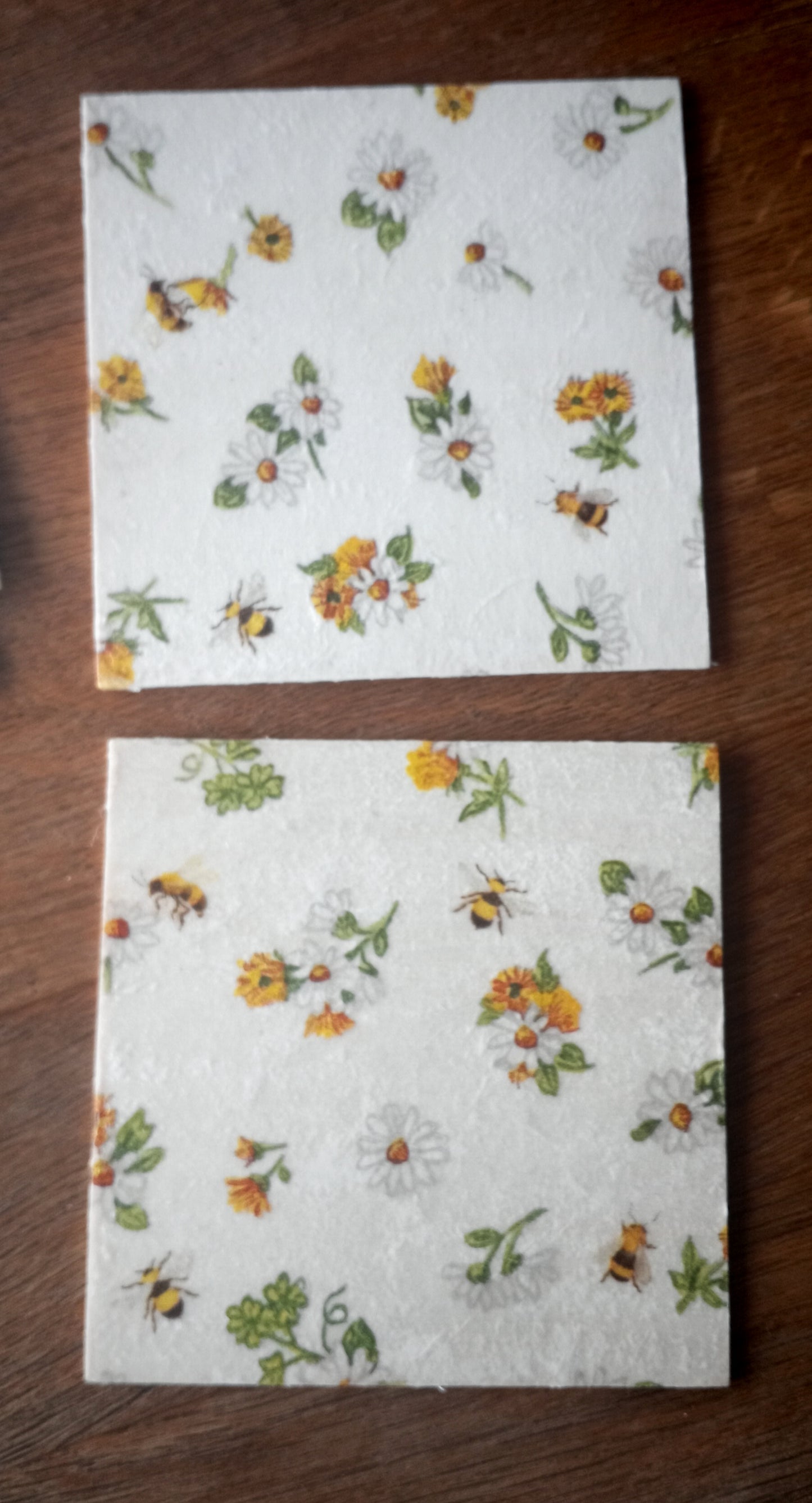 4 x Wooden Honey Bee Inspired Decoupage Coasters