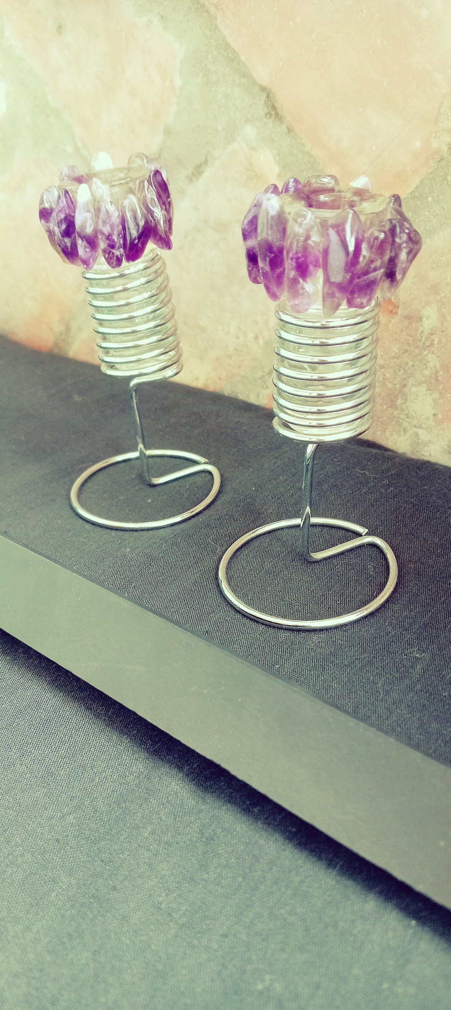 Amethyst Glass Candle Holders